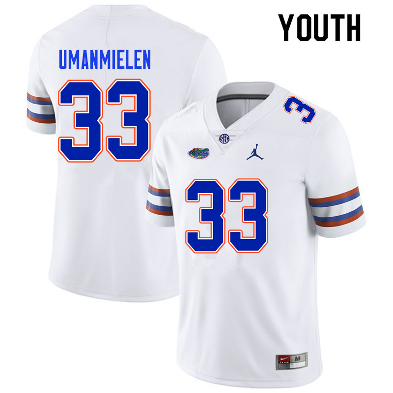 Youth #33 Princely Umanmielen Florida Gators College Football Jerseys Sale-White - Click Image to Close